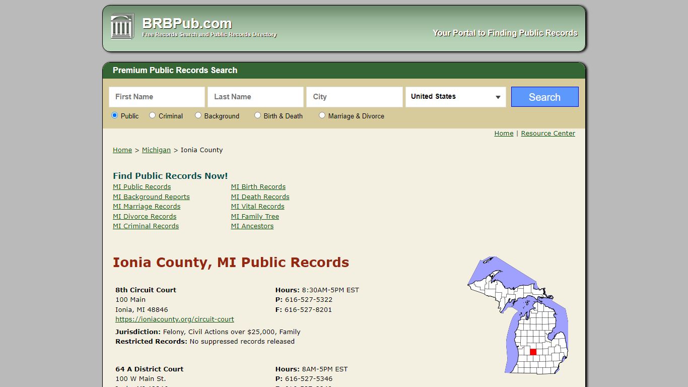 Ionia County Public Records | Search Michigan Government ...