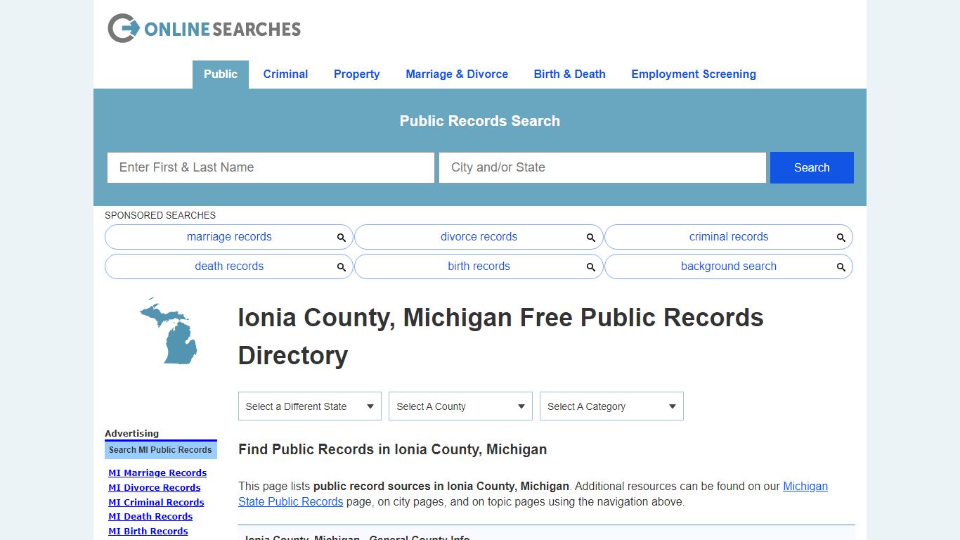 Ionia County, Michigan Public Records Directory